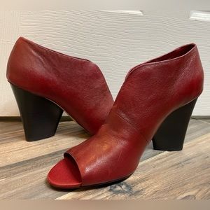 Vince Camuto Red Leather Booties: NEW and never worn.